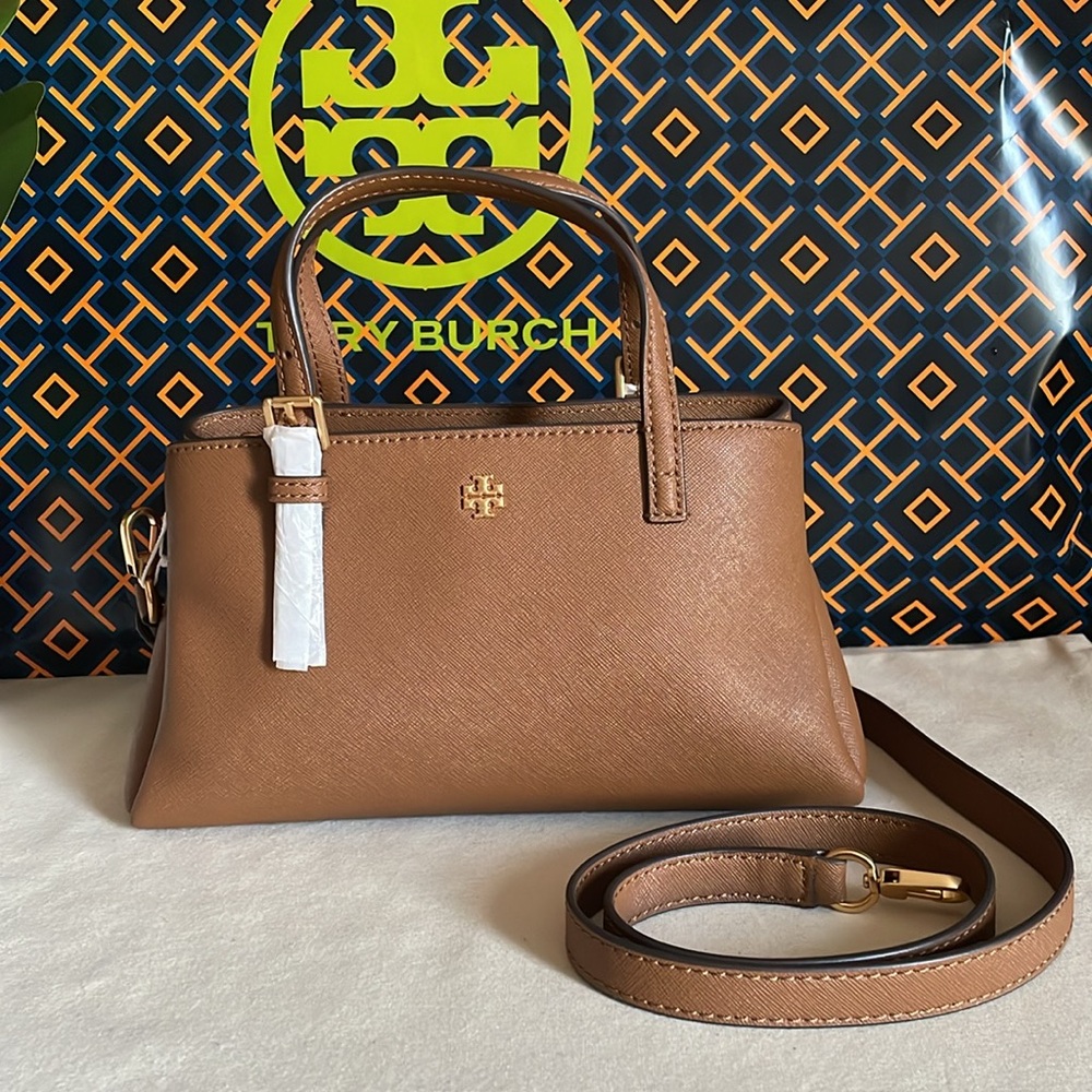 New, tory burch Emerson mini tote crossbody bag in brwon - Picture 4 of 13